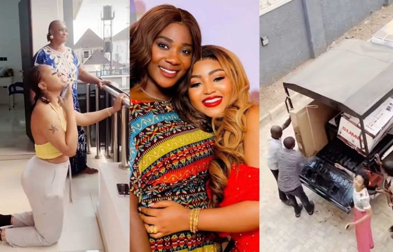 Mercy-Aigbe-surprises-Regina-Daniels-with-new-TV